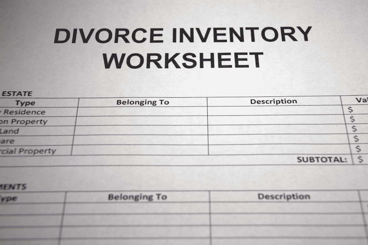 Divorce Inventory Worksheet