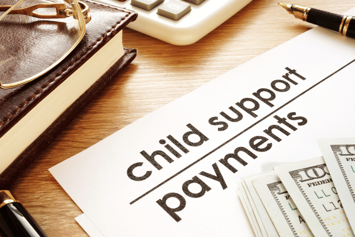 Child Support Payment document on law desk