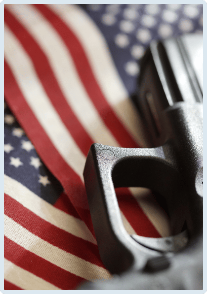 american flag with gun