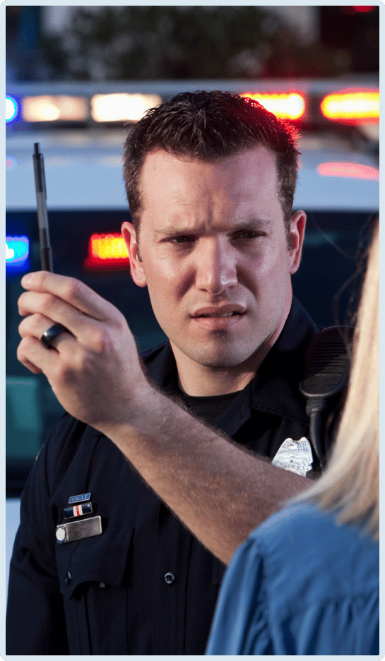 policeman holding a pen